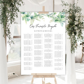 Eucalyptus Garden Wedding Alphabetical Seating Poster