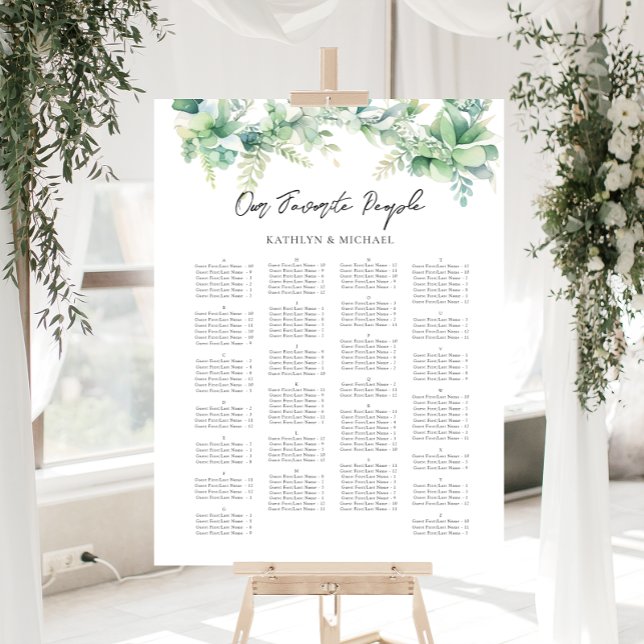 Eucalyptus Garden Wedding Alphabetical Seating Poster (Creator Uploaded)