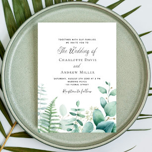 Eucalyptus geenery woodland ferns wedding invitation