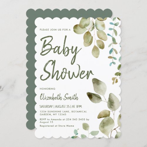 Eucalyptus Gender Neutral Baby Shower Invitation