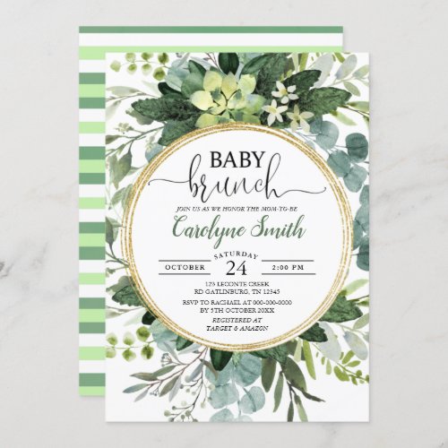 Eucalyptus Gender Neutral Brunch Baby Shower Invitation