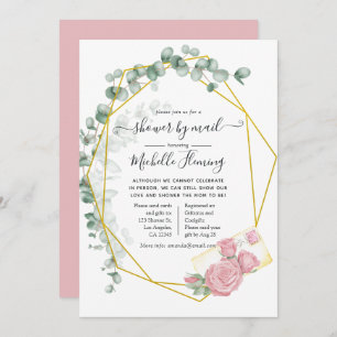 Eucalyptus Geometric Baby Shower by Mail Invitation