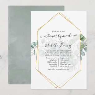 Eucalyptus Geometric Baby Shower by Mail Invitation