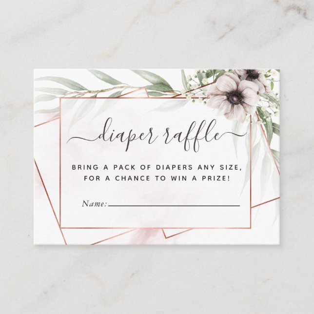 Eucalyptus Geometric Baby Shower Diaper Raffle Enclosure Card (Front)