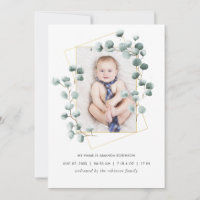 Eucalyptus Geometric Birth Announcement Photo Card