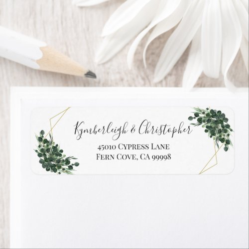 Eucalyptus Geometric Boho Wedding Return Address Label