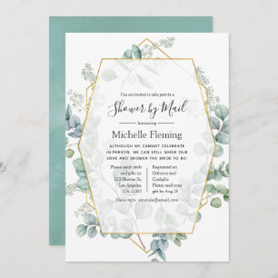 Eucalyptus Geometric Bridal or Baby Shower by Mail Invitation