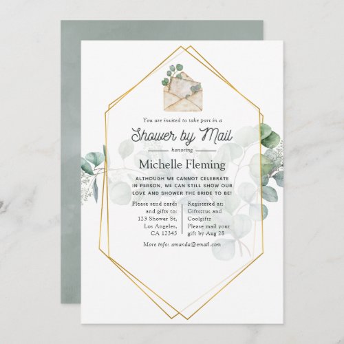 Eucalyptus Geometric Bridal Shower by Mail Invitation