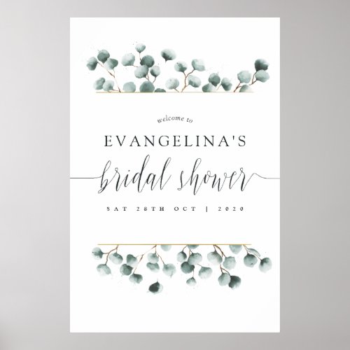 Eucalyptus Geometric Bridal Shower Welcome Poster