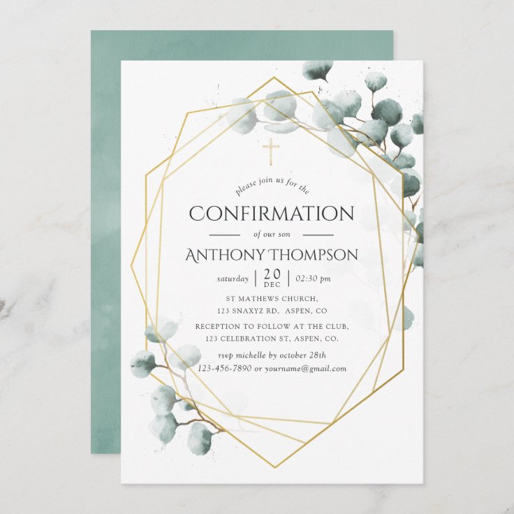 Eucalyptus Geometric Confirmation Invitation | Zazzle