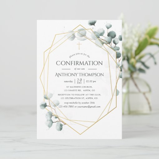 Eucalyptus Geometric Confirmation Invitation | Zazzle