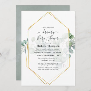 Eucalyptus Geometric Drive By Shower Invitation