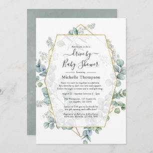 Eucalyptus Geometric Drive By Shower Invitation