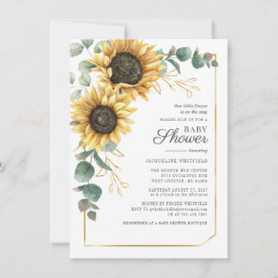 Eucalyptus Geometric Floral Baby Shower Sunflower Invitation