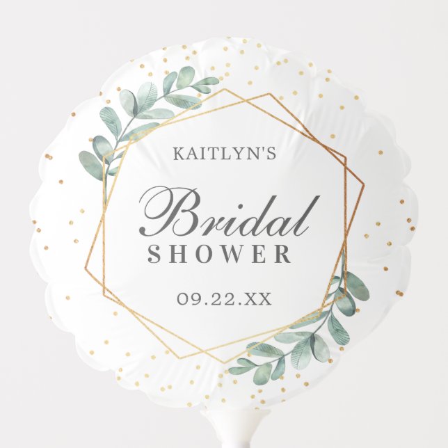 Eucalyptus Geometric Gold Foil Bridal Shower Balloon (Front)
