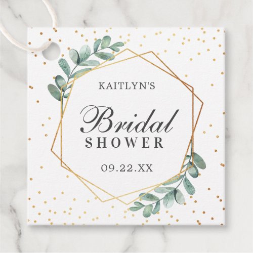 Eucalyptus Geometric Gold Foil Bridal Shower Favor Tags