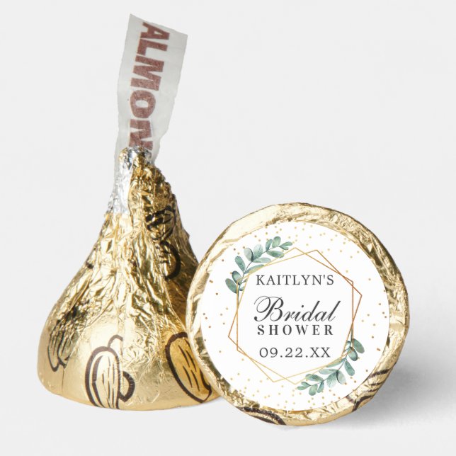 Eucalyptus Geometric Gold Foil Bridal Shower Hershey®'s Kisses® (Front)