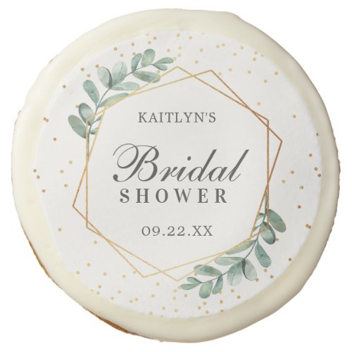 Eucalyptus Geometric Gold Foil Bridal Shower Sugar Cookie