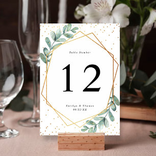 Eucalyptus Geometric Gold Foil Wedding Table Card