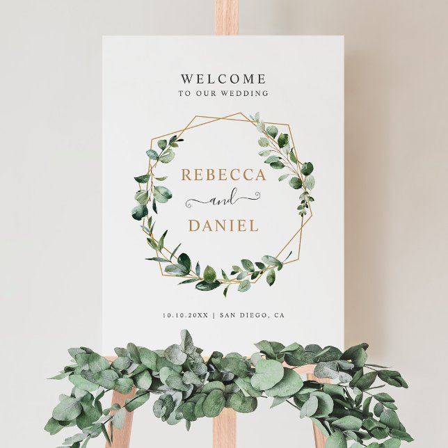 Eucalyptus Geometric Greenery Wedding Welcome Foam Board (Creator Uploaded)