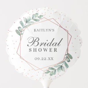 Eucalyptus Geometric Rose Gold Foil Bridal Shower Balloon