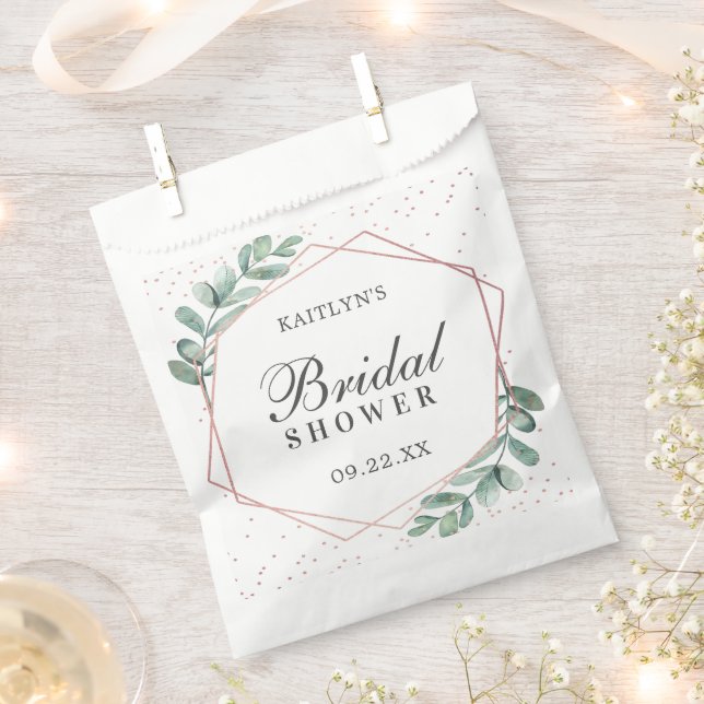 Eucalyptus Geometric Rose Gold Foil Bridal Shower Favor Bag (Clipped)