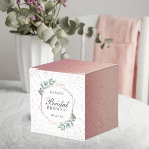 Eucalyptus Geometric Rose Gold Foil Bridal Shower Favor Boxes