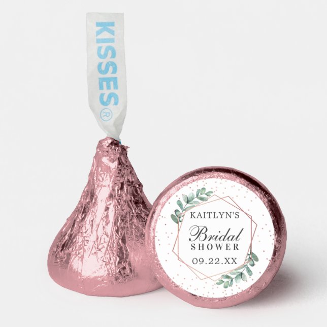 Eucalyptus Geometric Rose Gold Foil Bridal Shower Hershey®'s Kisses® (Front)