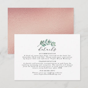 Eucalyptus Geometric Rose Gold Foil Wedding Enclosure Card