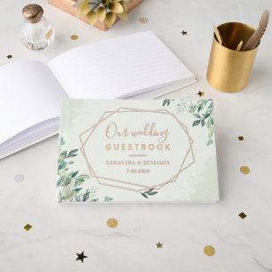 Eucalyptus Geometric Rose Gold Foil Wedding Foil Guest Book