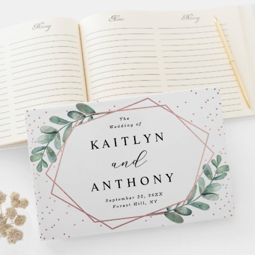 Eucalyptus Geometric Rose Gold Foil Wedding Guest Book