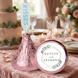 Eucalyptus Geometric Rose Gold Foil Wedding Hershey®'s Kisses®