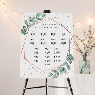 Eucalyptus Geometric Rose Gold Foil Wedding Table Foam Board