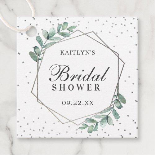 Eucalyptus Geometric Silver Foil Bridal Shower Favor Tags