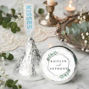 Eucalyptus Geometric Silver Foil Wedding Hershey®'s Kisses®