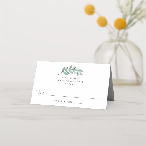 Eucalyptus Geometric Silver Foil Wedding Place Card