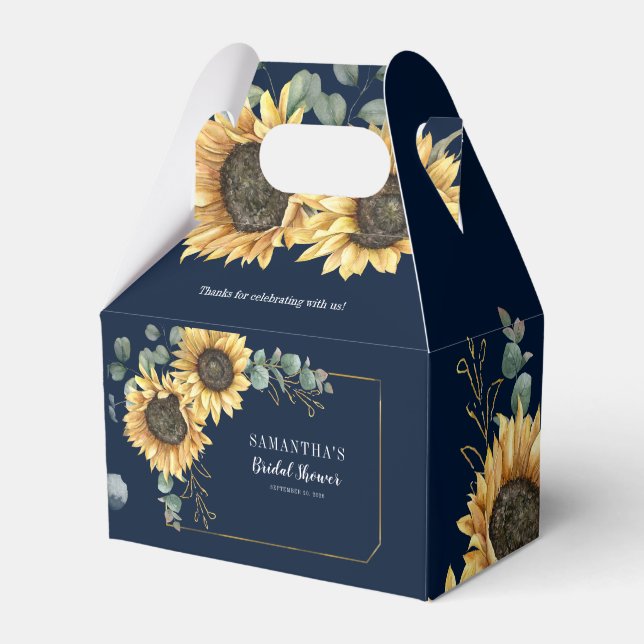 Eucalyptus Geometric Sunflower Bridal Shower Favor Boxes (Front Side)