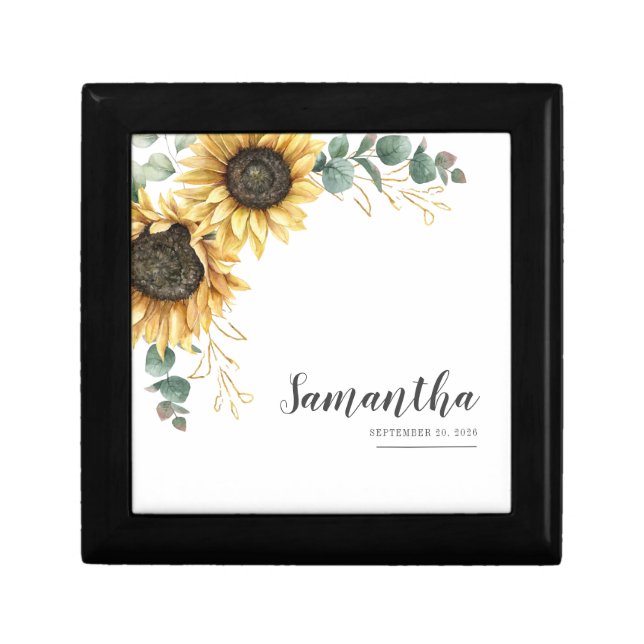 Eucalyptus Geometric Sunflower Bridal Shower Gift Box (Front)
