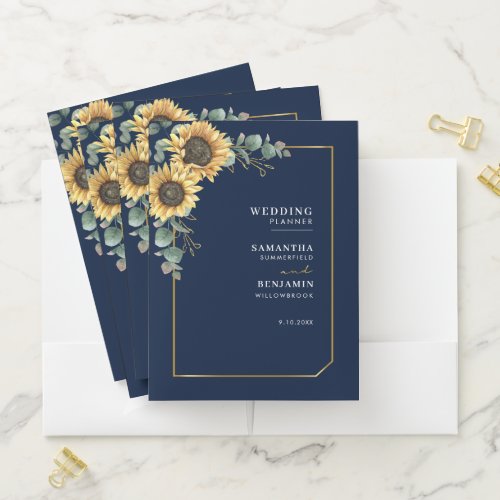 Eucalyptus Geometric Sunflower Wedding Planner Pocket Folder