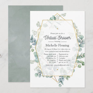 Eucalyptus Geometric Virtual Baby Shower Invitation