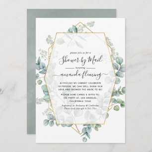 Eucalyptus Geometric Virtual Bridal Shower by Mail Invitation
