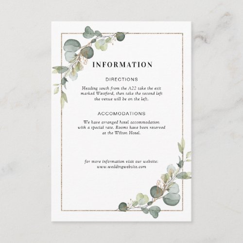 eucalyptus geometric wedding details card