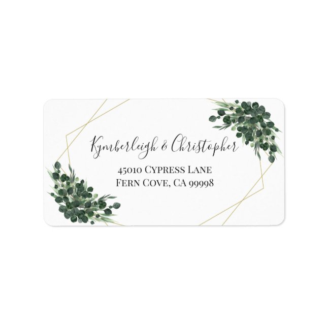 Eucalyptus Geometric Wedding RSVP Return Address Label (Front)