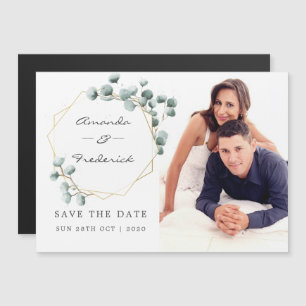Eucalyptus Geometric Wedding Save the Date Magnetic Invitation