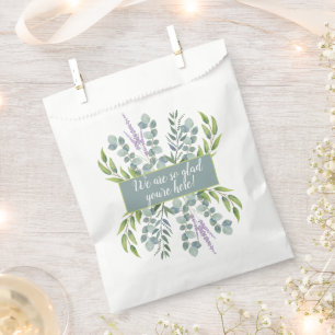 Eucalyptus Glad You Are Here Wedding Message Favor Bag