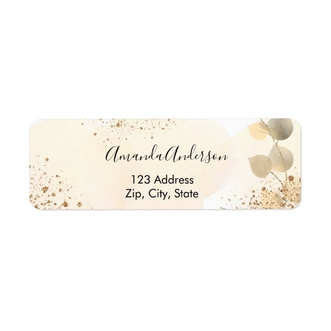 Eucalyptus glitter golden return address label (Front)