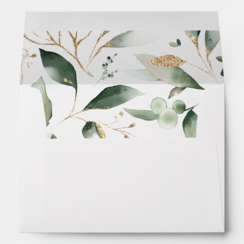 Eucalyptus Glow Gold Greenery Envelope