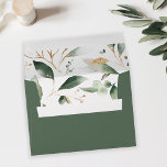 Eucalyptus Glow Gold Greenery - Green 3 Envelope<br><div class="desc">Complete your wedding,  graduation,  or party suite with your Eucalyptus Glow Gold Greenery envelopes.  Add your address or order blank and get address labels to complete the look.

Features hand painted,  watercolor greenery and gold details.</div>