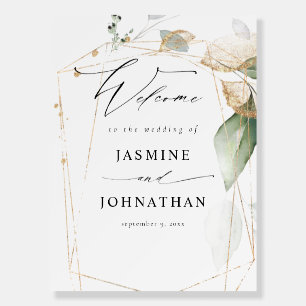 Eucalyptus Glow Gold Greenery Welcome Foam Board