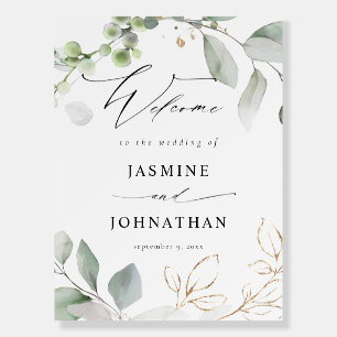 Eucalyptus Glow Gold Greenery Welcome Foam Board